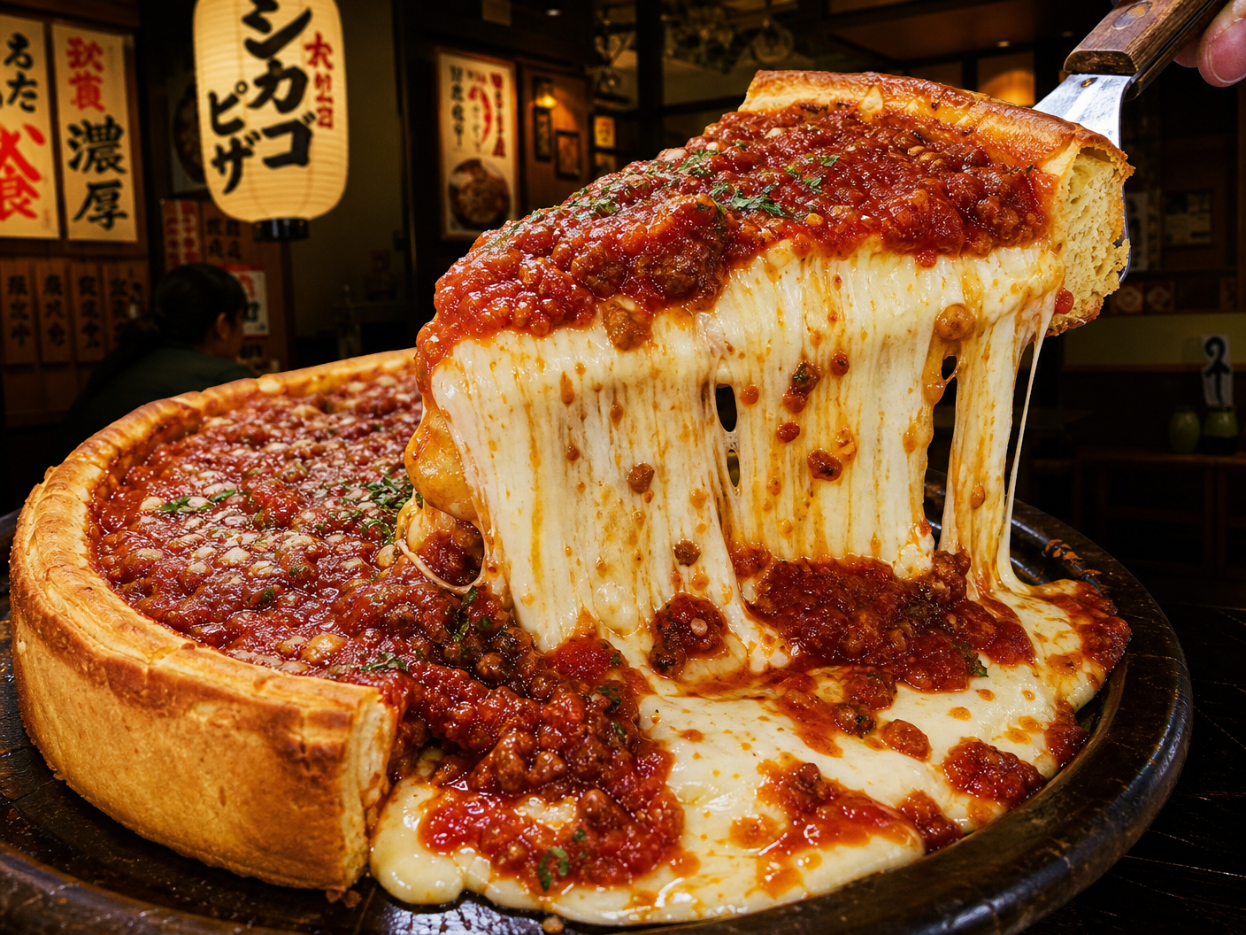 シネマ横のシカゴ風ディープピザ